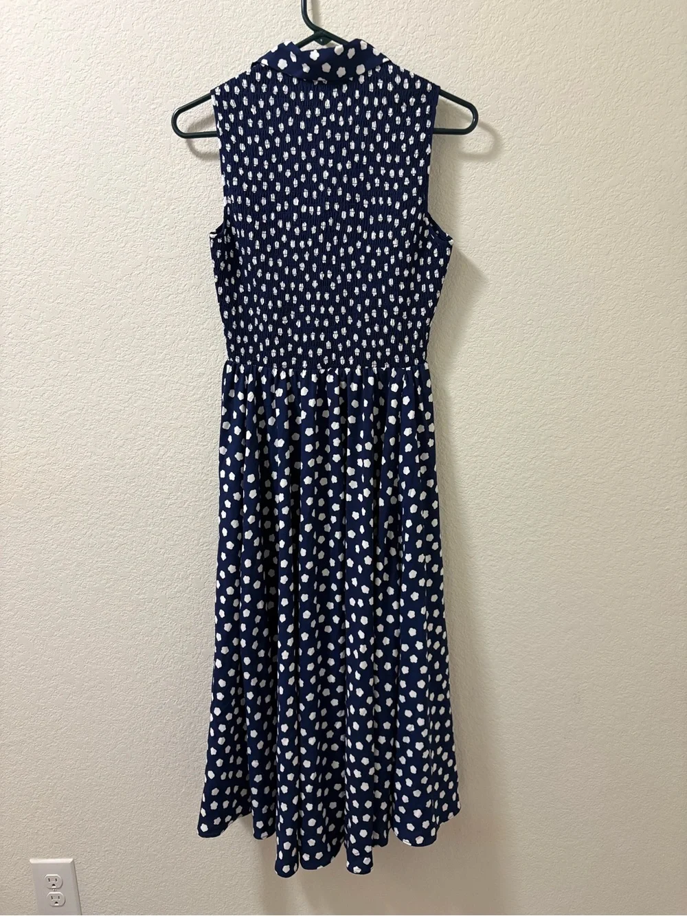 Kate Spade California Dreaming Cloud dot midi dress blue white. Size 0. NWOT